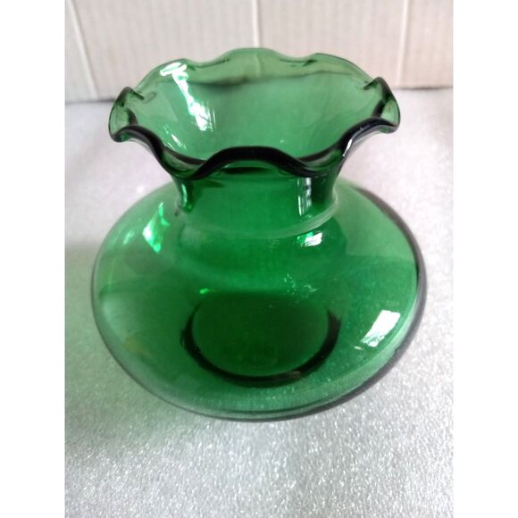 Anchor Hocking Ruffled Rim Bud Vase Green 1950s 1960s Vintage Midcentury MCM - Picture 2 of 4